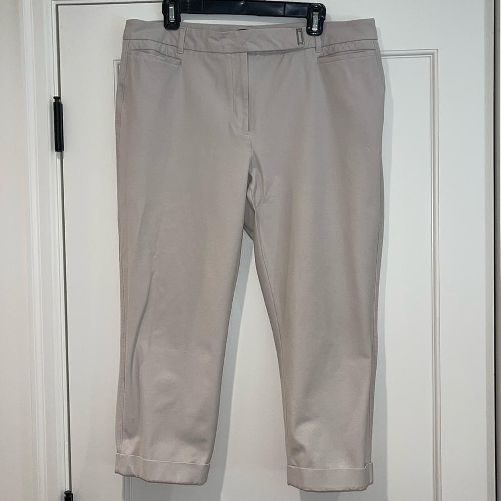 White House Black Market The Slim Crop Pants size 14 light beige